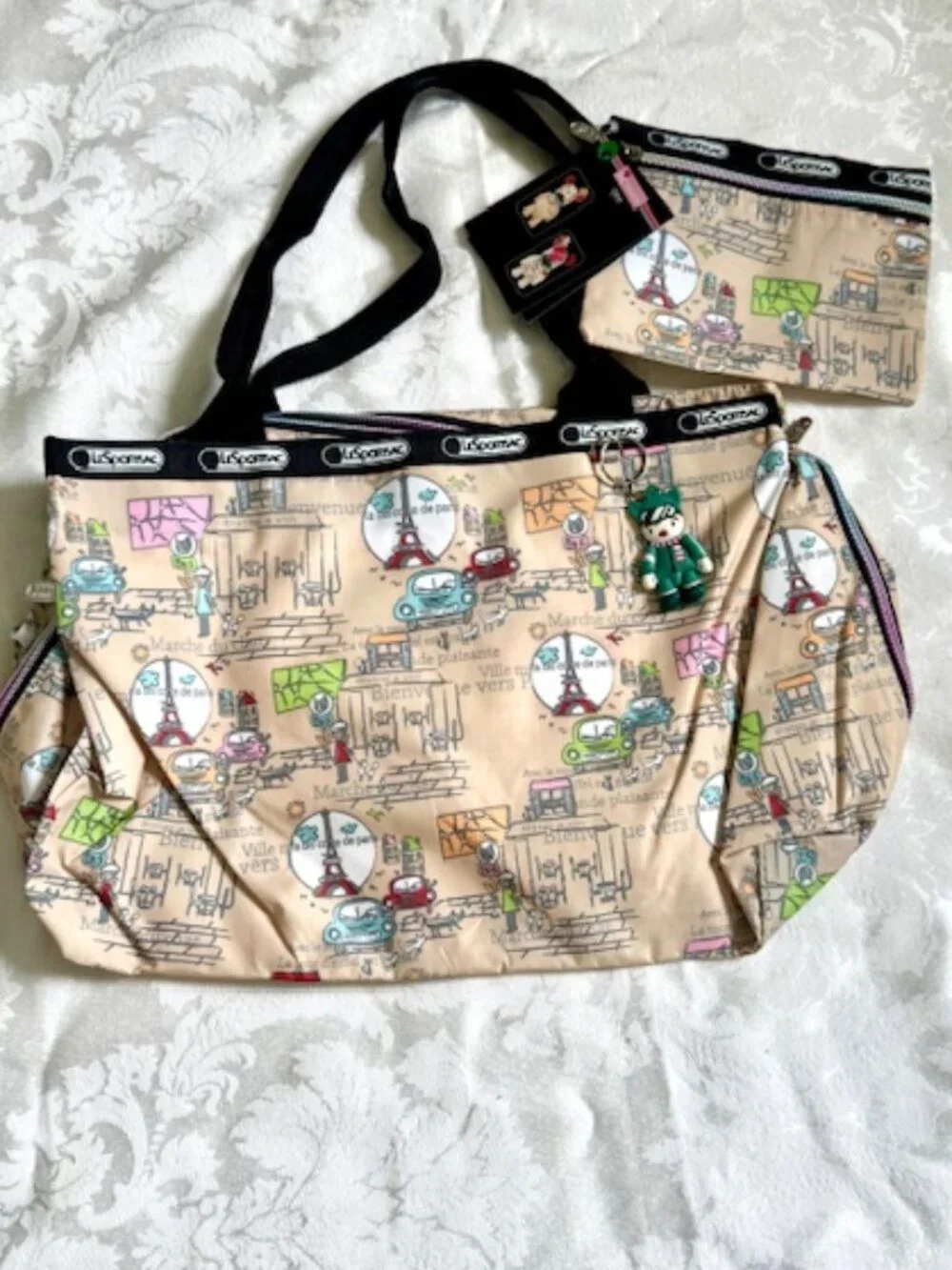 Rare Tokidoki For LeSportsac Paris City Life Tote With Matching Pouch &Toy Charm